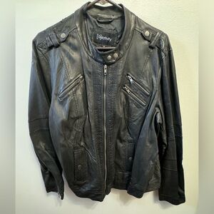 Relativity women’s black faux leather biker jacket size 2X